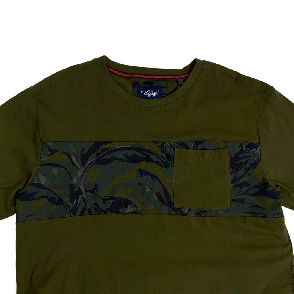 Craft + Flow Voyage T-Shirt Large Palm Tree Print 100% Cotton Short Sleeve Olive - Picture 3 of 8